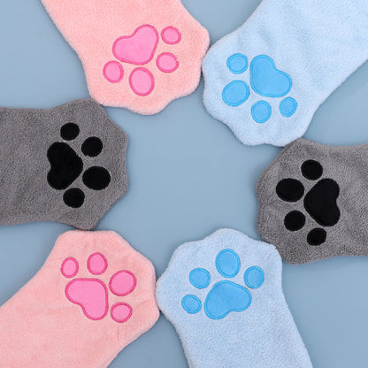Adorable Pet Paw Grooming & Drying Mitt - Super Absorbent Fleece Material(Blue) V888-ELOSUNG25701