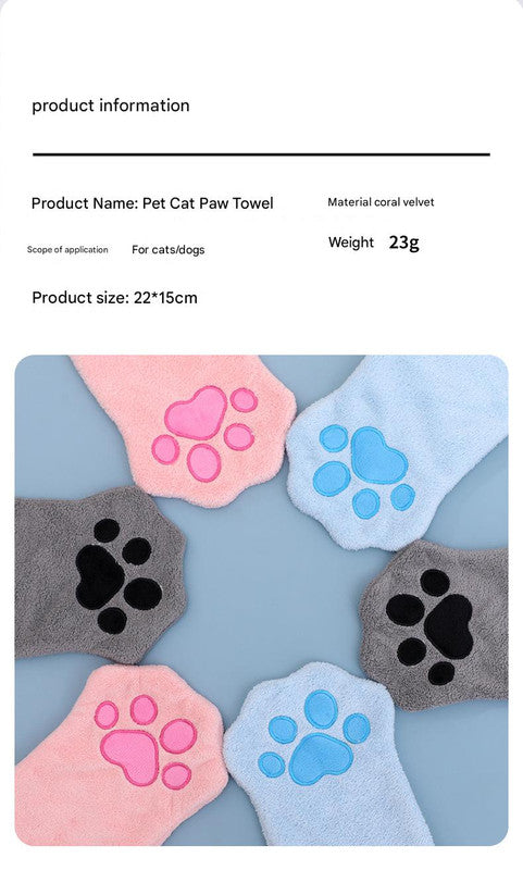 Adorable Pet Paw Grooming & Drying Mitt - Super Absorbent Fleece Material(Blue) V888-ELOSUNG25701
