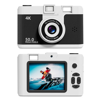Compact 4K Digital Camera - 50MP, 16x Zoom, 2.4-inch IPS Screen, WiFi & Fill Light - Retro CCD Style(black) V888-ELOSUNG25702
