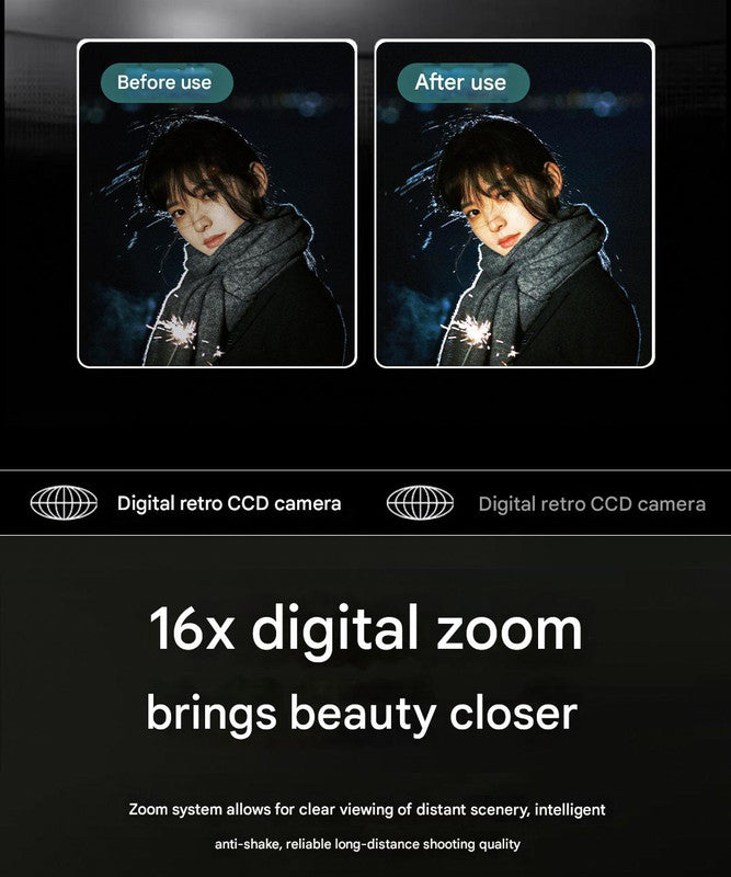 Compact 4K Digital Camera - 50MP, 16x Zoom, 2.4-inch IPS Screen, WiFi & Fill Light - Retro CCD Style(Brown) V888-ELOSUNG25704