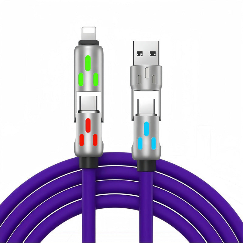 Universal PD Fast Charging Cable with LED Indicator - Zinc Alloy, Durable 1.5m Silicone Cord - Multiple V888-ELOSUNG25708