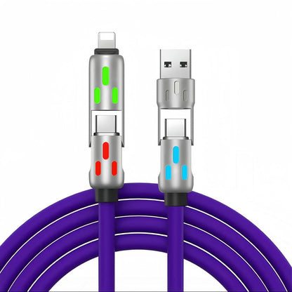 Universal PD Fast Charging Cable with LED Indicator - Zinc Alloy, Durable 1.5m Silicone Cord - Multiple V888-ELOSUNG25708