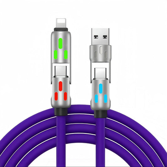 Universal PD Fast Charging Cable with LED Indicator - Zinc Alloy, Durable 1.5m Silicone Cord - Multiple V888-ELOSUNG25708