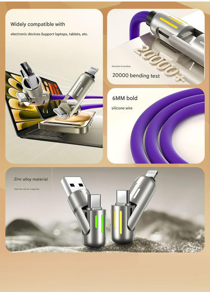 Universal PD Fast Charging Cable with LED Indicator - Zinc Alloy, Durable 1.5m Silicone Cord - Multiple V888-ELOSUNG25709