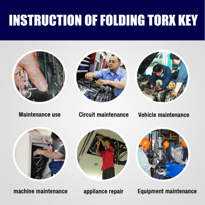 10-Piece Folding Torx Key Wrench Set - T6-T30 Star Keys, Portable Multi-Tool(silver) V888-ELOSUNG25738