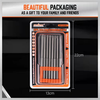 32-Piece Extra Long Screwdriver Bit Set - 150mm S2 Steel Bits with Organizer Stand V888-ELOSUNG25744