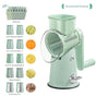 Multi-Function Rotary Vegetable Slicer & Grater - 5 Blade Types (10 Pcs Total) with Storage Box-green V888-ELOSUNG25746