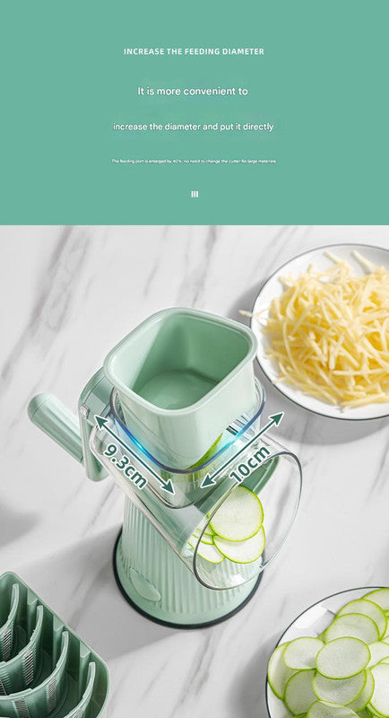 Multi-Function Rotary Vegetable Slicer & Grater - 5 Blade Types (10 Pcs Total) with Storage Box-green V888-ELOSUNG25746