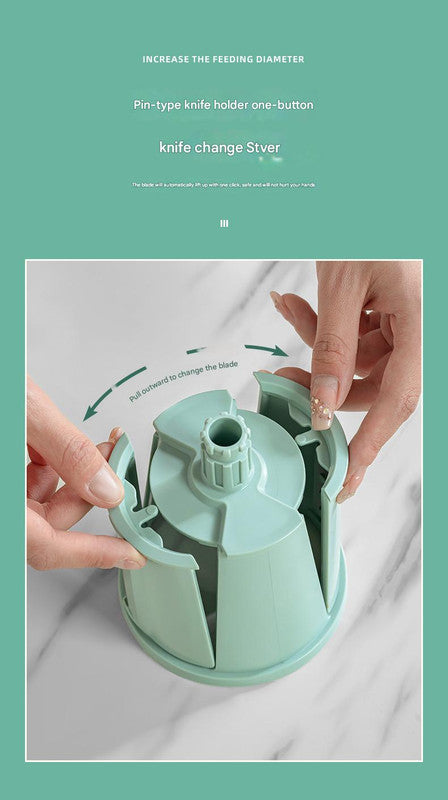 Multi-Function Rotary Vegetable Slicer & Grater - 5 Blade Types (10 Pcs Total) with Storage Box-white V888-ELOSUNG25747
