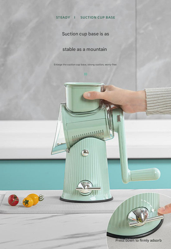 Multi-Function Rotary Vegetable Slicer & Grater - 5 Blade Types (10 Pcs Total) with Storage Box-white V888-ELOSUNG25747