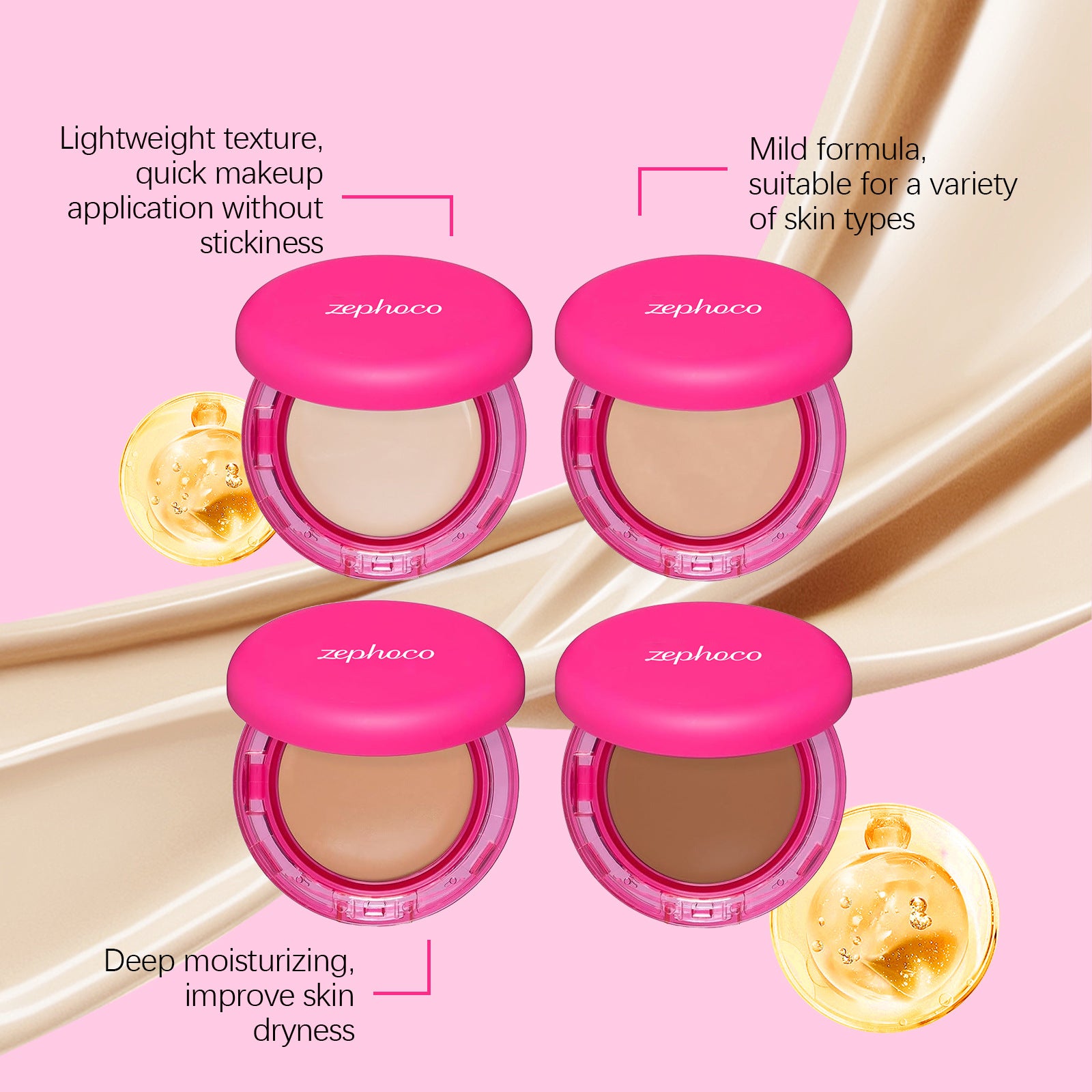 Moisturizing Balm Foundation - Lightweight Texture, Long-Lasting Natural Coverage(Dark skin tone) V888-ELOSUNG25748