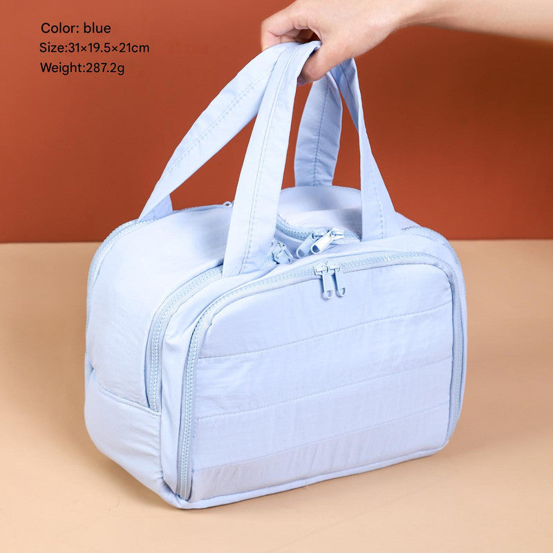 Portable Multi-Compartment Travel Toiletry & Makeup Organizer Bag with Brush Holders(blue) V888-ELOSUNG25772