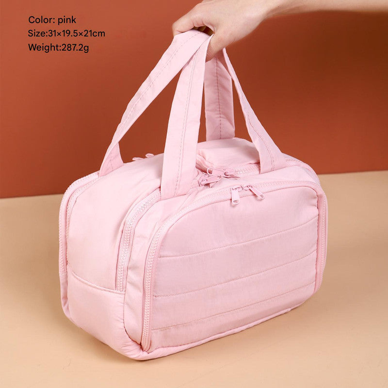 Portable Multi-Compartment Travel Toiletry & Makeup Organizer Bag with Brush Holders(Pink) V888-ELOSUNG25773