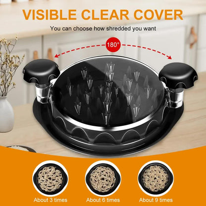 Upgraded Meat Shredder Tool - Rotating Chicken & Pork Puller with Anti-Slip Base & Ergonomic Grips(black) V888-ELOSUNG25778