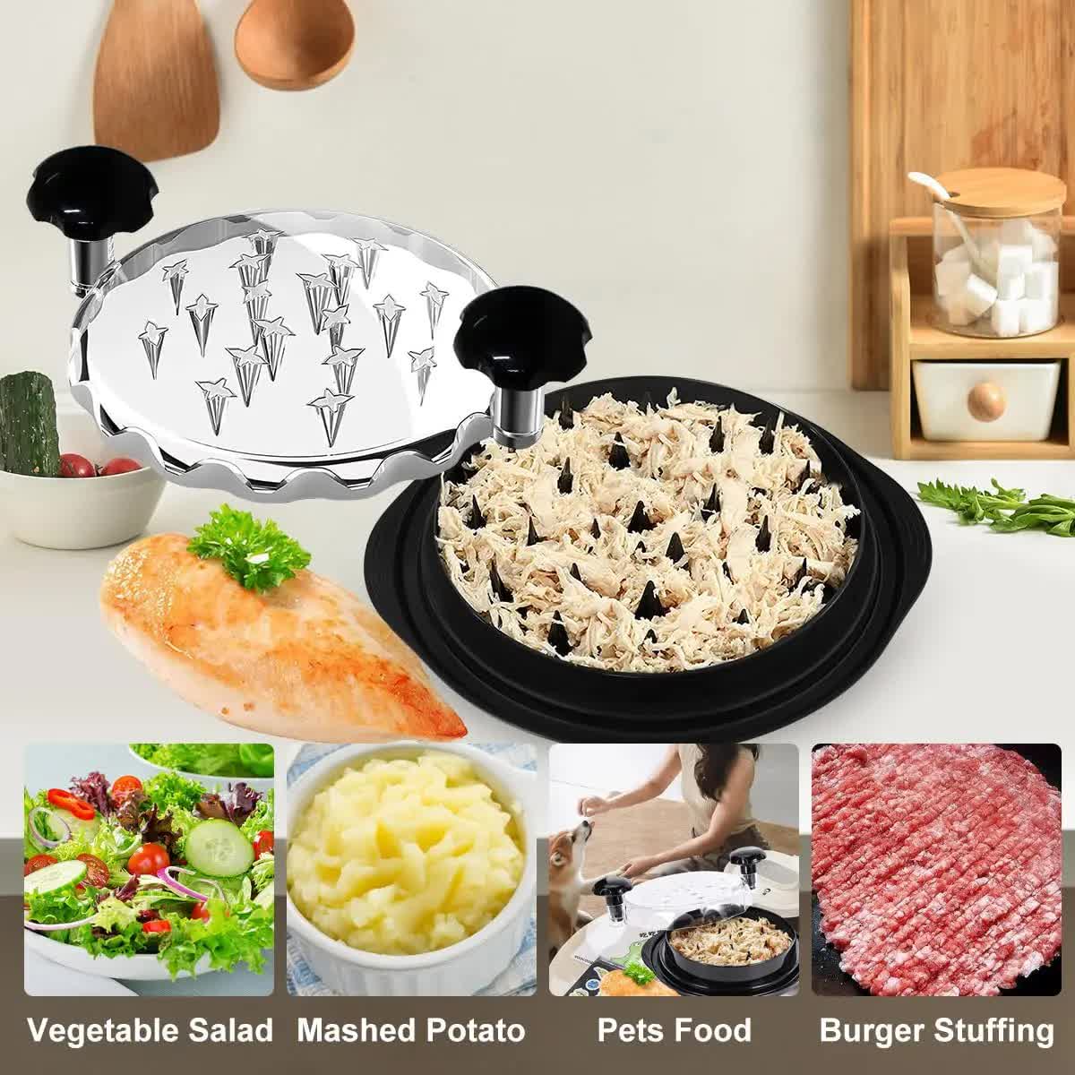 Upgraded Meat Shredder Tool - Rotating Chicken & Pork Puller with Anti-Slip Base & Ergonomic Grips(black) V888-ELOSUNG25778