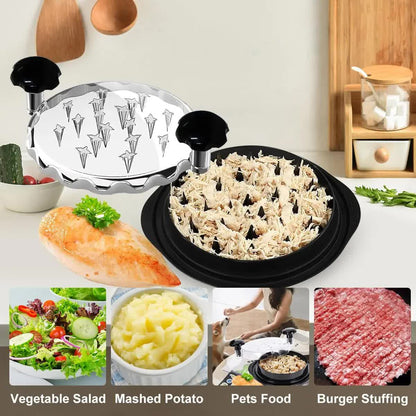 Upgraded Meat Shredder Tool - Rotating Chicken & Pork Puller with Anti-Slip Base & Ergonomic Grips(black) V888-ELOSUNG25778