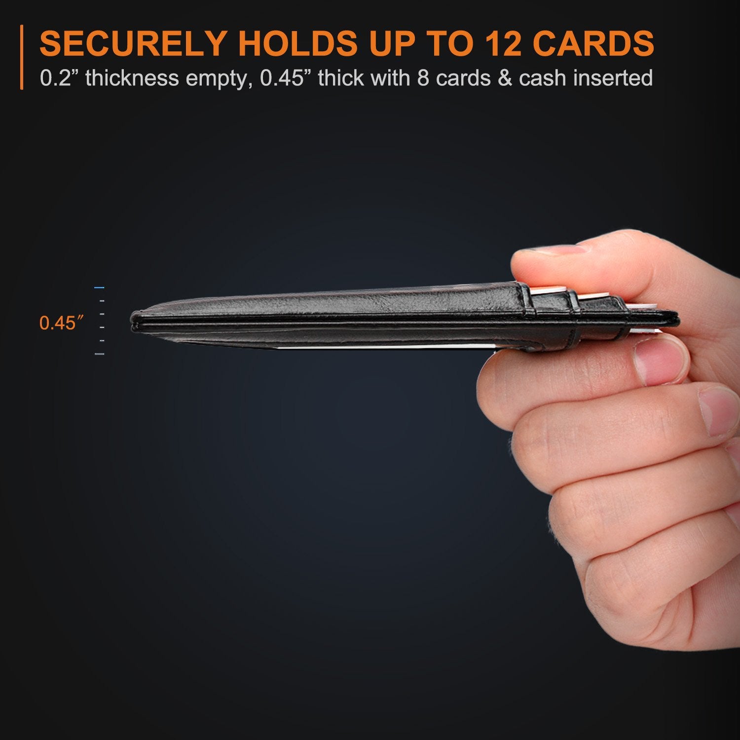Slim Minimalist Leather Wallet with ID Window & RFID Blocking - Holds 12 Cards & Cash(Red) V888-ELOSUNG25783