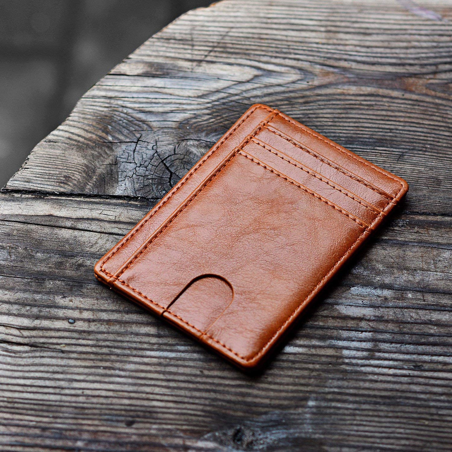 Slim Minimalist Leather Wallet with ID Window & RFID Blocking - Holds 12 Cards & Cash(Dark green) V888-ELOSUNG25784