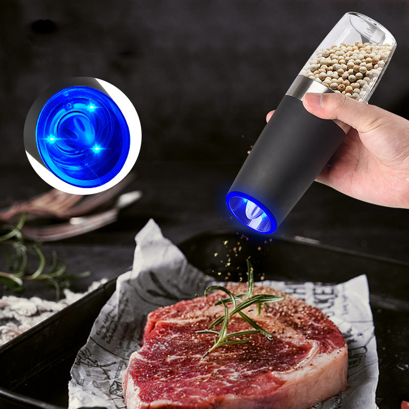 Gravity Electric Salt & Pepper Grinder Set - Adjustable Coarseness, LED Light, Battery Operated(black) V888-ELOSUNG25786
