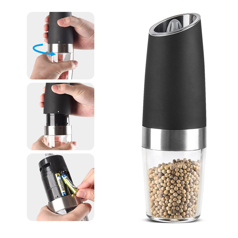 Gravity Electric Salt & Pepper Grinder Set - Adjustable Coarseness, LED Light, Battery Operated(silver) V888-ELOSUNG25787