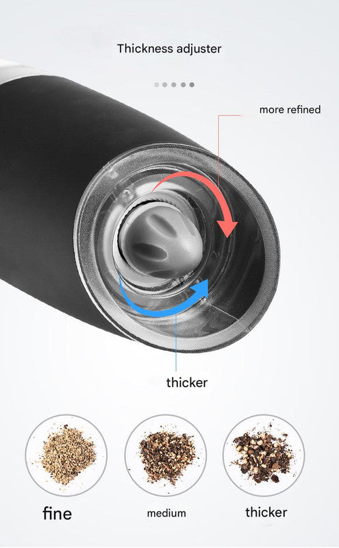 Gravity Electric Salt & Pepper Grinder Set - Adjustable Coarseness, LED Light, Battery Operated(silver) V888-ELOSUNG25787