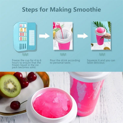 DIY Frozen Magic Slushy Maker Cup - Quick Squeeze Smoothie Cup with Lid & Straw/Spoon(Green) V888-ELOSUNG25791