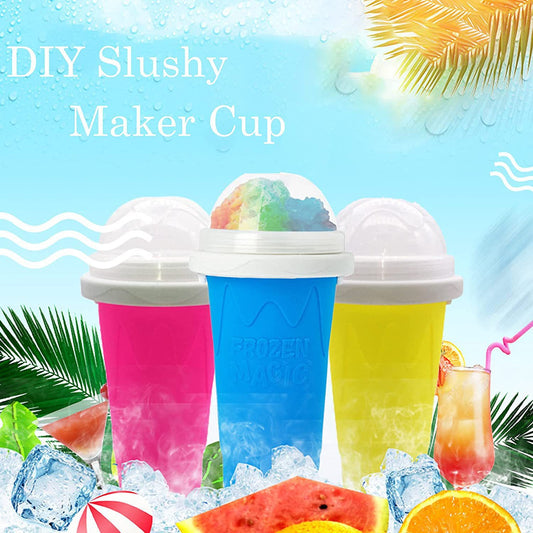DIY Frozen Magic Slushy Maker Cup - Quick Squeeze Smoothie Cup with Lid & Straw/Spoon(Yellow) V888-ELOSUNG25792