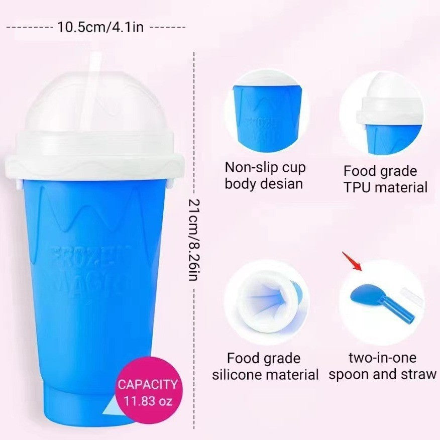 DIY Frozen Magic Slushy Maker Cup - Quick Squeeze Smoothie Cup with Lid & Straw/Spoon(Yellow) V888-ELOSUNG25792