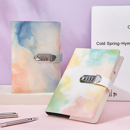 A5 Tie-Dye Journal with Combination Lock - 240 Pages, Soft Touch Cover Diary(Purple) V888-ELOSUNG25805