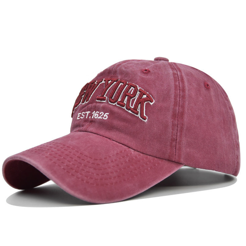 Vintage New York Est. 1625" Washed Cotton Baseball Cap - Adjustable & Unisex(Wine red)" V888-ELOSUNG25813