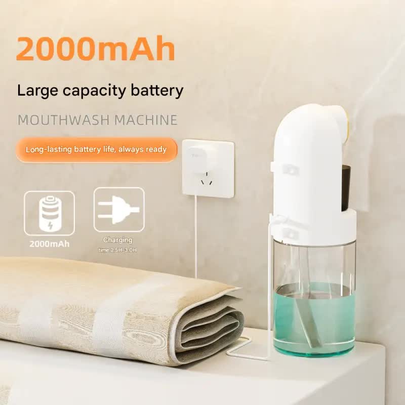 Smart Automatic Mouthwash Dispenser - 4 Adjustable Levels, LED Display, 2000mAh Battery & Magnetic Cups(black) V888-ELOSUNG25835