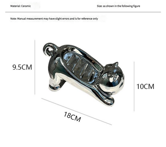 Charming Cat-Shaped Ceramic Soap Dish - Creative & Versatile Home Decor Accent(Black) V888-ELOSUNG25838
