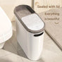 Slim Press-Top Trash Can with Top Storage Compartment - Narrow Design for Bathroom & Small Spaces(White cover V888-ELOSUNG25839