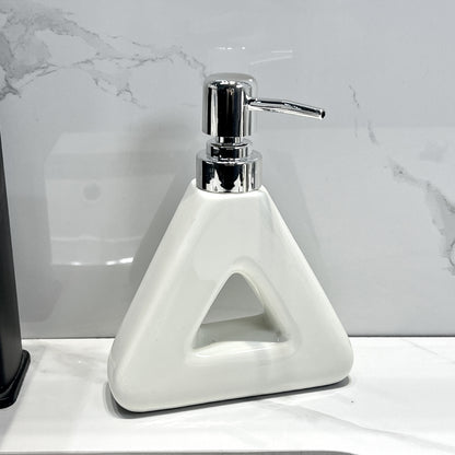 Modern Ceramic Soap & Lotion Dispenser - Unique Geometric Designs, 300ml Capacity(Triangular lotion bottle, V888-ELOSUNG25847