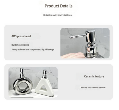 Modern Ceramic Soap & Lotion Dispenser - Unique Geometric Designs, 300ml Capacity(Triangular lotion bottle, V888-ELOSUNG25847