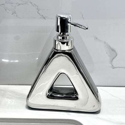 Modern Ceramic Soap & Lotion Dispenser - Unique Geometric Designs, 300ml Capacity(Triangular lotion bottle, V888-ELOSUNG25848