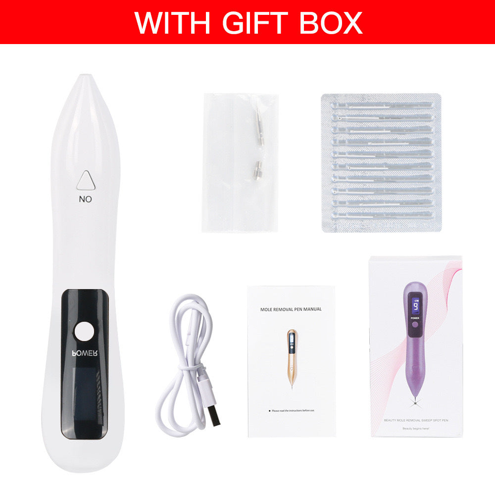 Professional 9-Level Skin Tag & Mole Remover Pen - USB Rechargeable with LED Display & Multiple Needles(white) V888-ELOSUNG25857