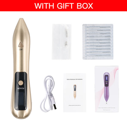 Professional 9-Level Skin Tag & Mole Remover Pen - USB Rechargeable with LED Display & Multiple Needles(Gold) V888-ELOSUNG25858