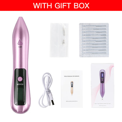 Professional 9-Level Skin Tag & Mole Remover Pen - USB Rechargeable with LED Display & Multiple Needles(pink) V888-ELOSUNG25860