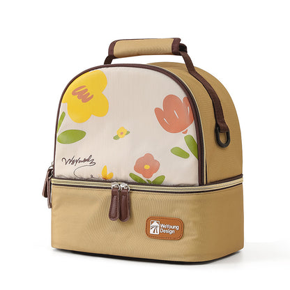 Versatile Insulated Breast Milk Cooler & Lunch Backpack - Waterproof, Multi-Carry Options(Yellow print) V888-ELOSUNG25873