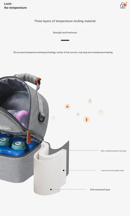 Versatile Insulated Breast Milk Cooler & Lunch Backpack - Waterproof, Multi-Carry Options(Black print) V888-ELOSUNG25874