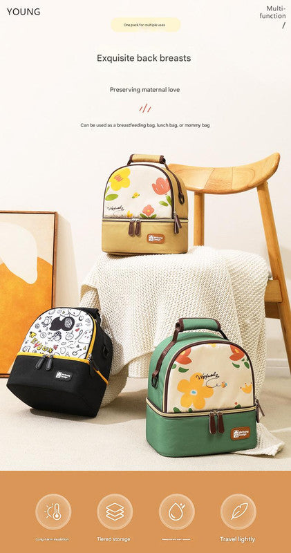 Versatile Insulated Breast Milk Cooler & Lunch Backpack - Waterproof, Multi-Carry Options(Pure black) V888-ELOSUNG25875