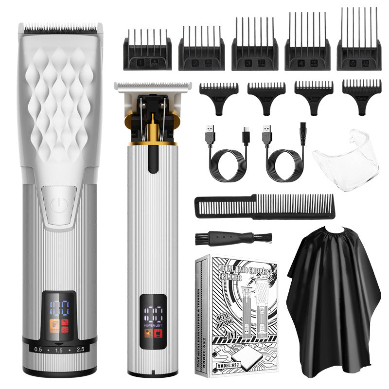 Professional 2-in-1 Cordless Hair Clipper & Trimmer Kit with LED Display & 5-Speed Fine Tuning(silver) V888-ELOSUNG25883