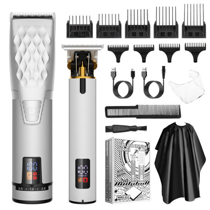 Professional 2-in-1 Cordless Hair Clipper & Trimmer Kit with LED Display & 5-Speed Fine Tuning(silver) V888-ELOSUNG25883