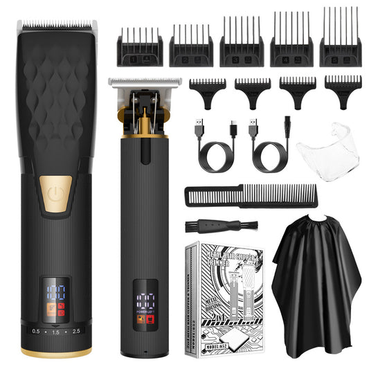 Professional 2-in-1 Cordless Hair Clipper & Trimmer Kit with LED Display & 5-Speed Fine Tuning(Black) V888-ELOSUNG25884