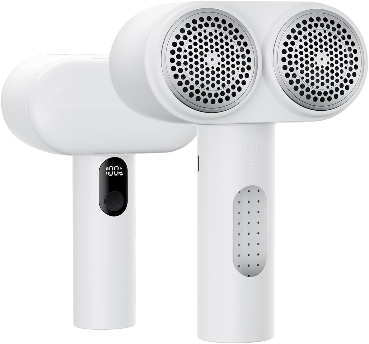 Dual-Head Electric Lint Remover - USB-C Rechargeable, LED Display, 3-Size Honeycomb Mesh(White) V888-ELOSUNG25889