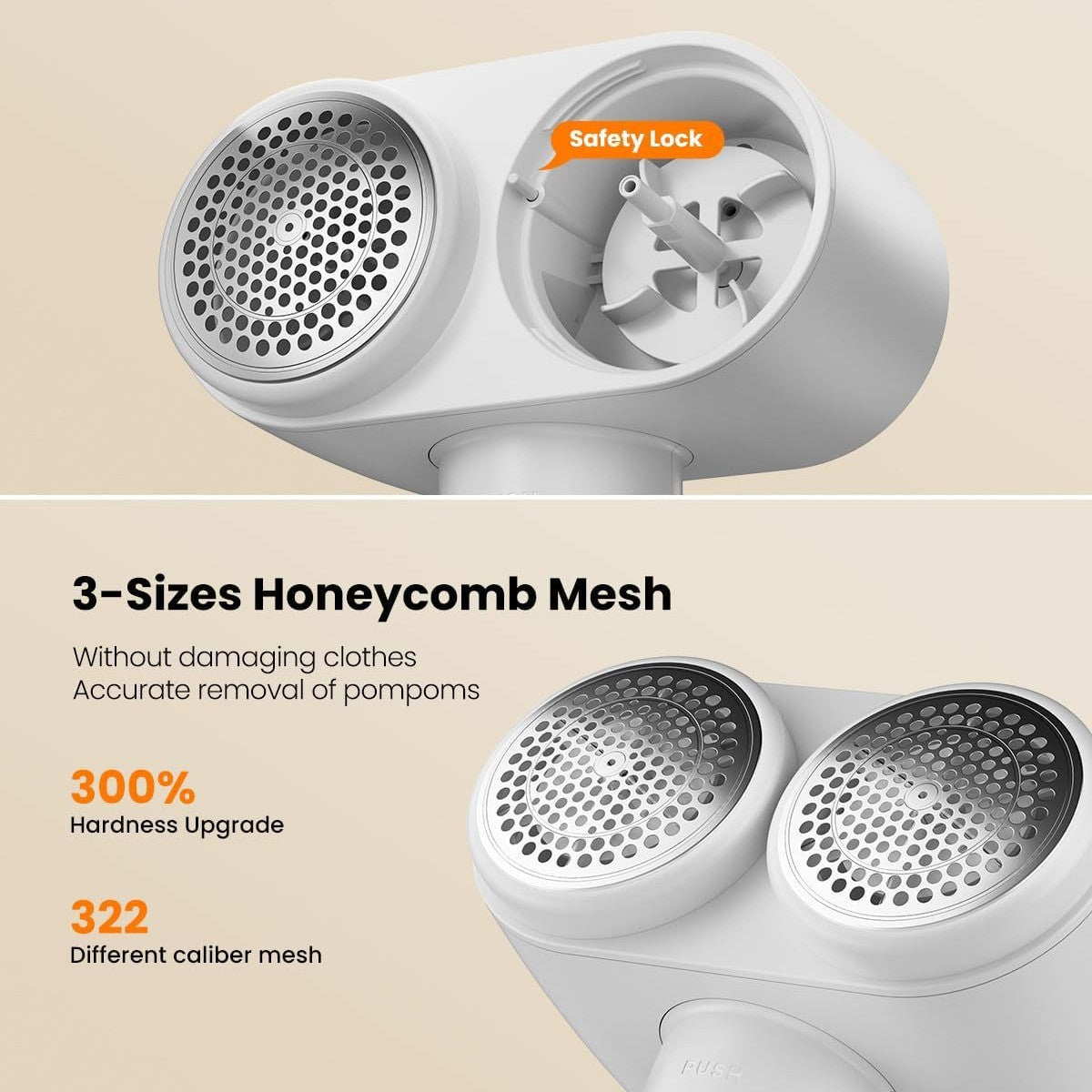 Dual-Head Electric Lint Remover - USB-C Rechargeable, LED Display, 4-Size Honeycomb Mesh(Pink) V888-ELOSUNG25890