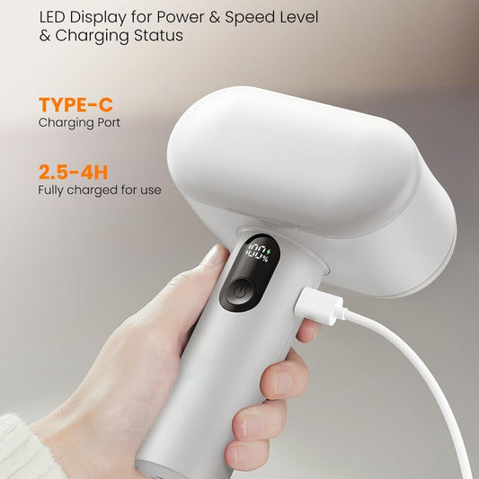Dual-Head Electric Lint Remover - USB-C Rechargeable, LED Display, 6-Size Honeycomb Mesh(Purple) V888-ELOSUNG25892