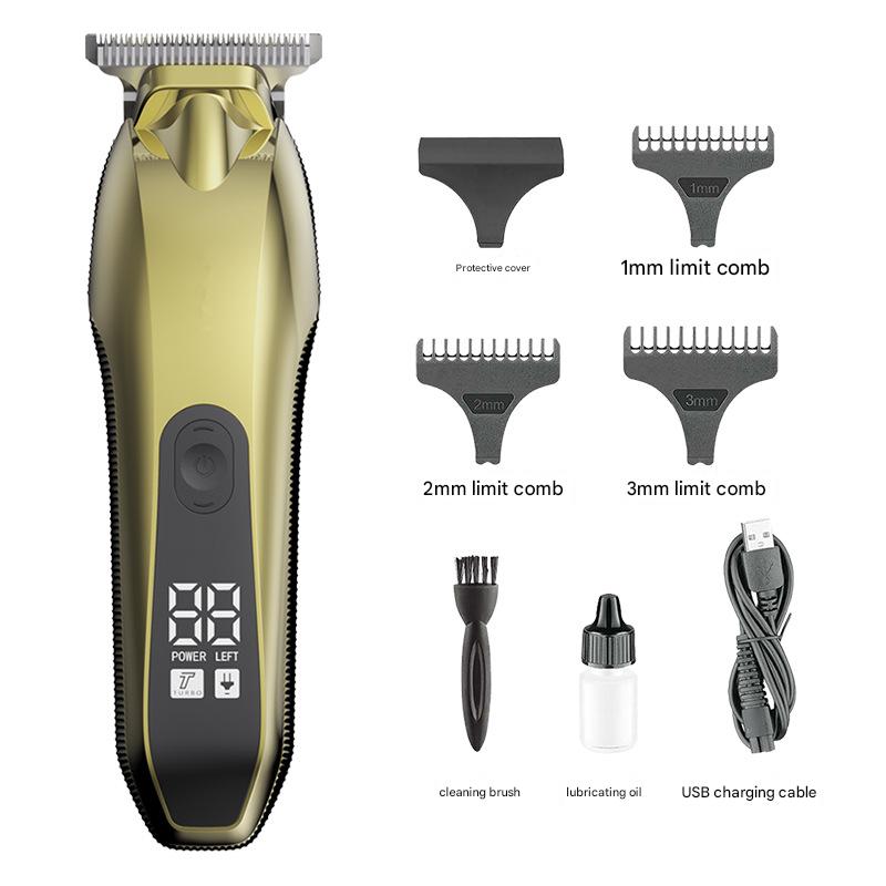 Professional Electric Hair Clipper & Beard Trimmer - USB Rechargeable, LED Display(gold) V888-ELOSUNG25912