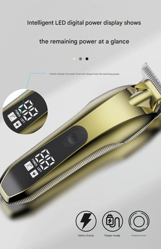 Professional Electric Hair Clipper & Beard Trimmer - USB Rechargeable, LED Display(gold) V888-ELOSUNG25912